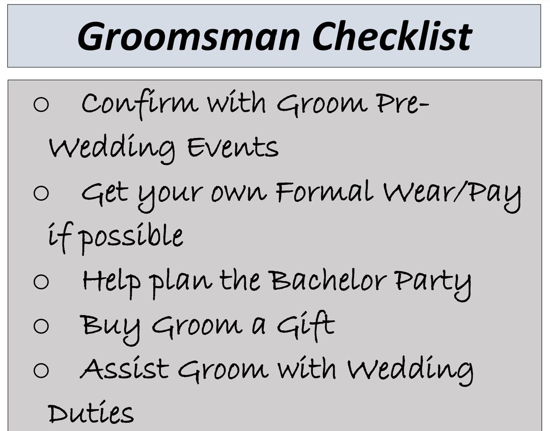 Groomsman Checklist Digital Download Printable - Etsy