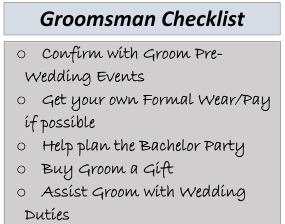 Groomsman Checklist Digital Download Printable - Etsy