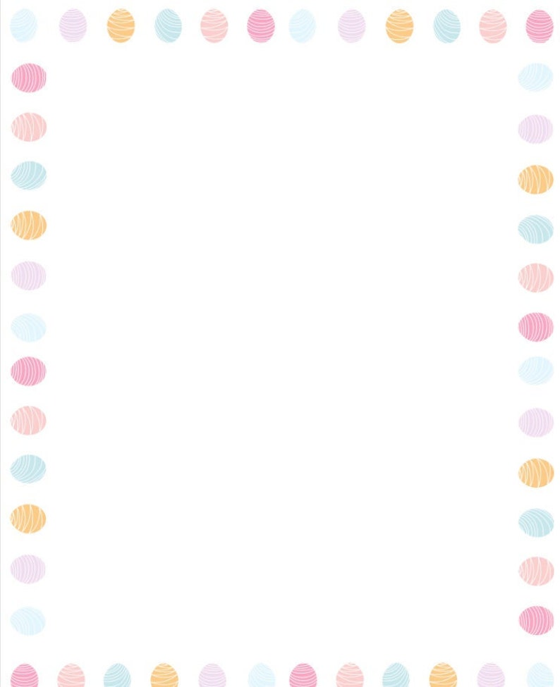Easter Border Printable Minimal Pdf Instant download Letter Size PNG for photos, scrapbook, planners journal spring holiday eggs image 1