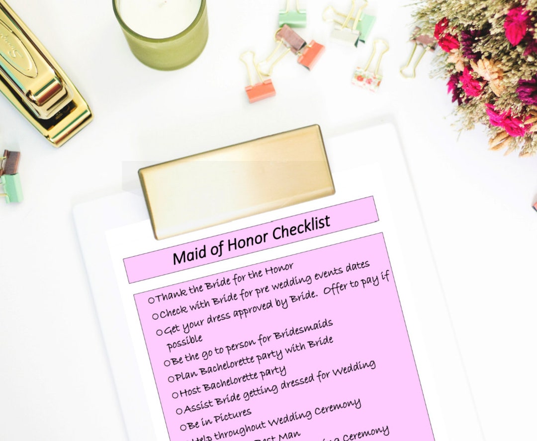 Maid of Honor Checklist - Etsy