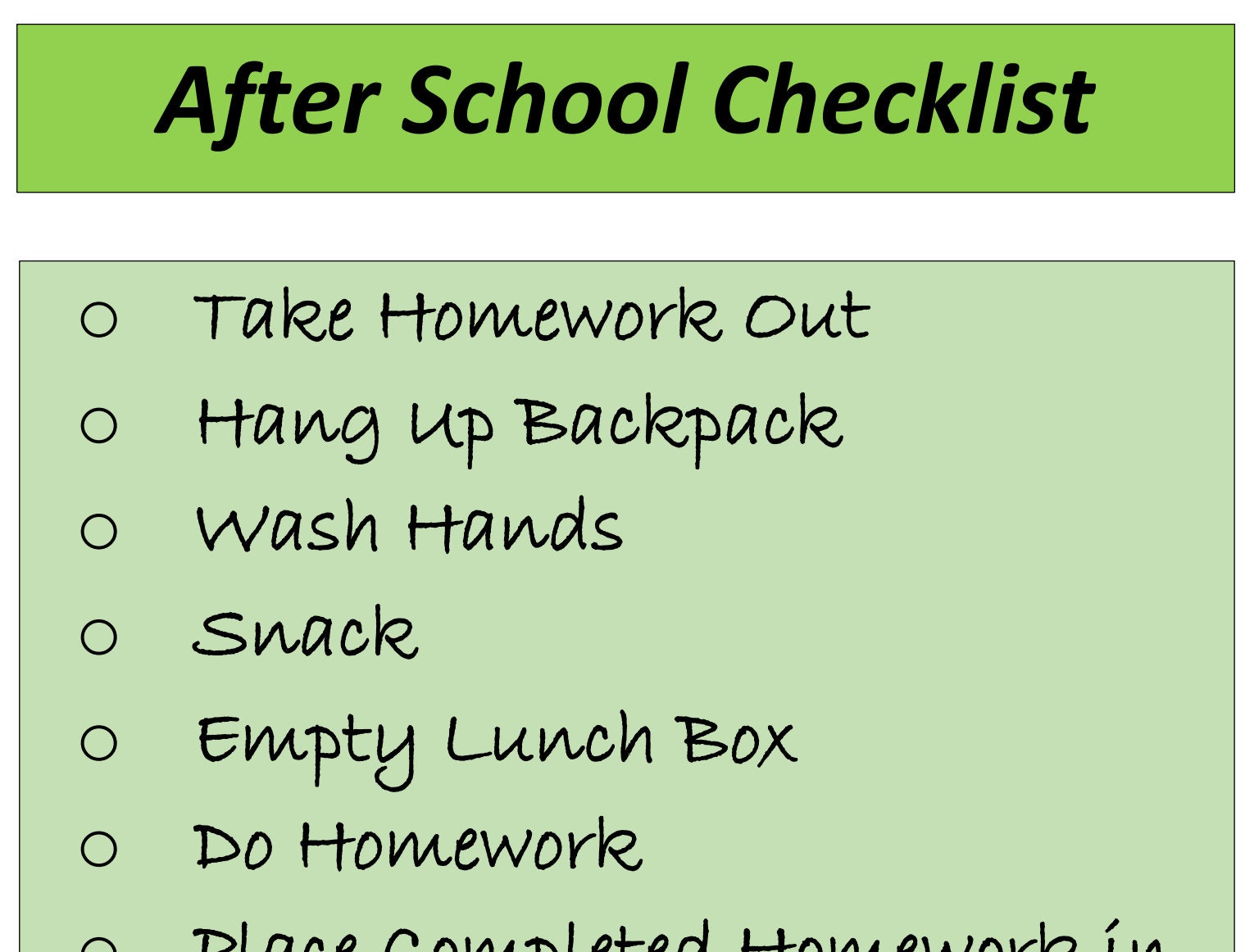 After School Checklist Printable Download Kids List - Etsy