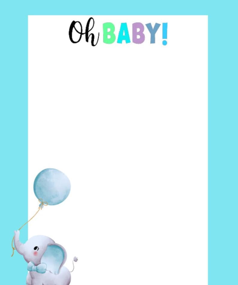 Oh Baby Shower Printable Border PNG Pdf Instant Download for Paper