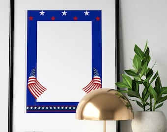 USA Flag Border Printable: Patriotic Frame (Digital Download)