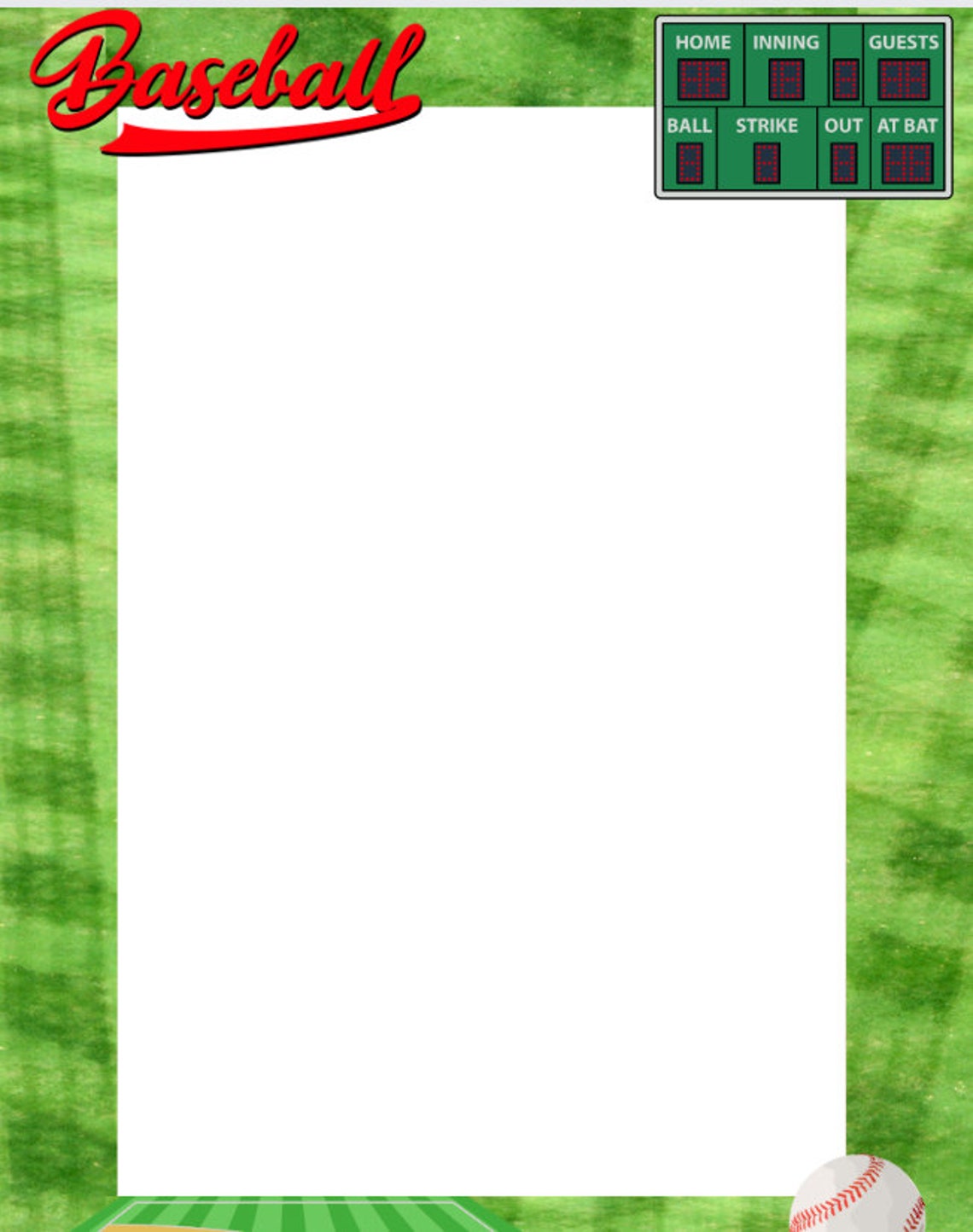 Baseball Border Pdf | PNG | Printable Frame | Instant Download 4 Page, Softball Bundle, Little ...