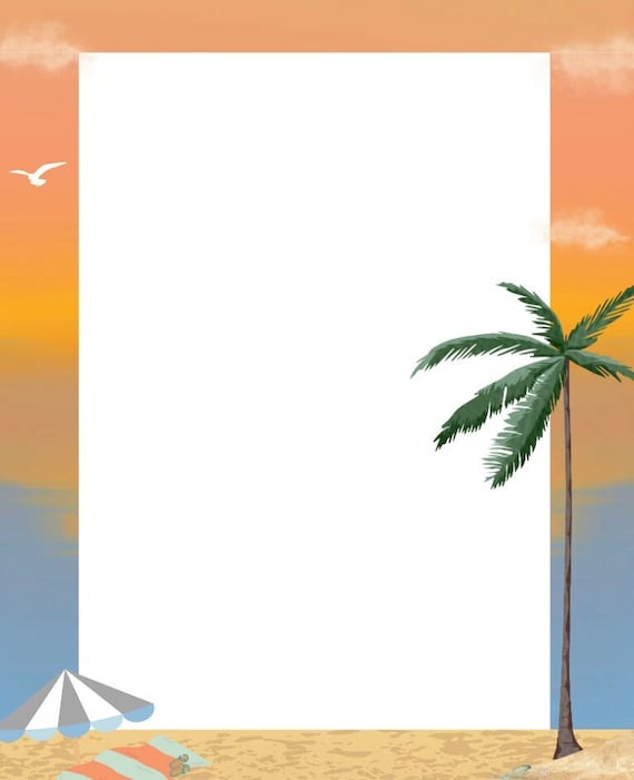 Beach Border PNG Printable Pdf, Instant Download, Sunset Ocean Paper,  Horizon, Beach, Palm Tree Image, Photo Frame Sea, Summer Tropical - Etsy  Canada