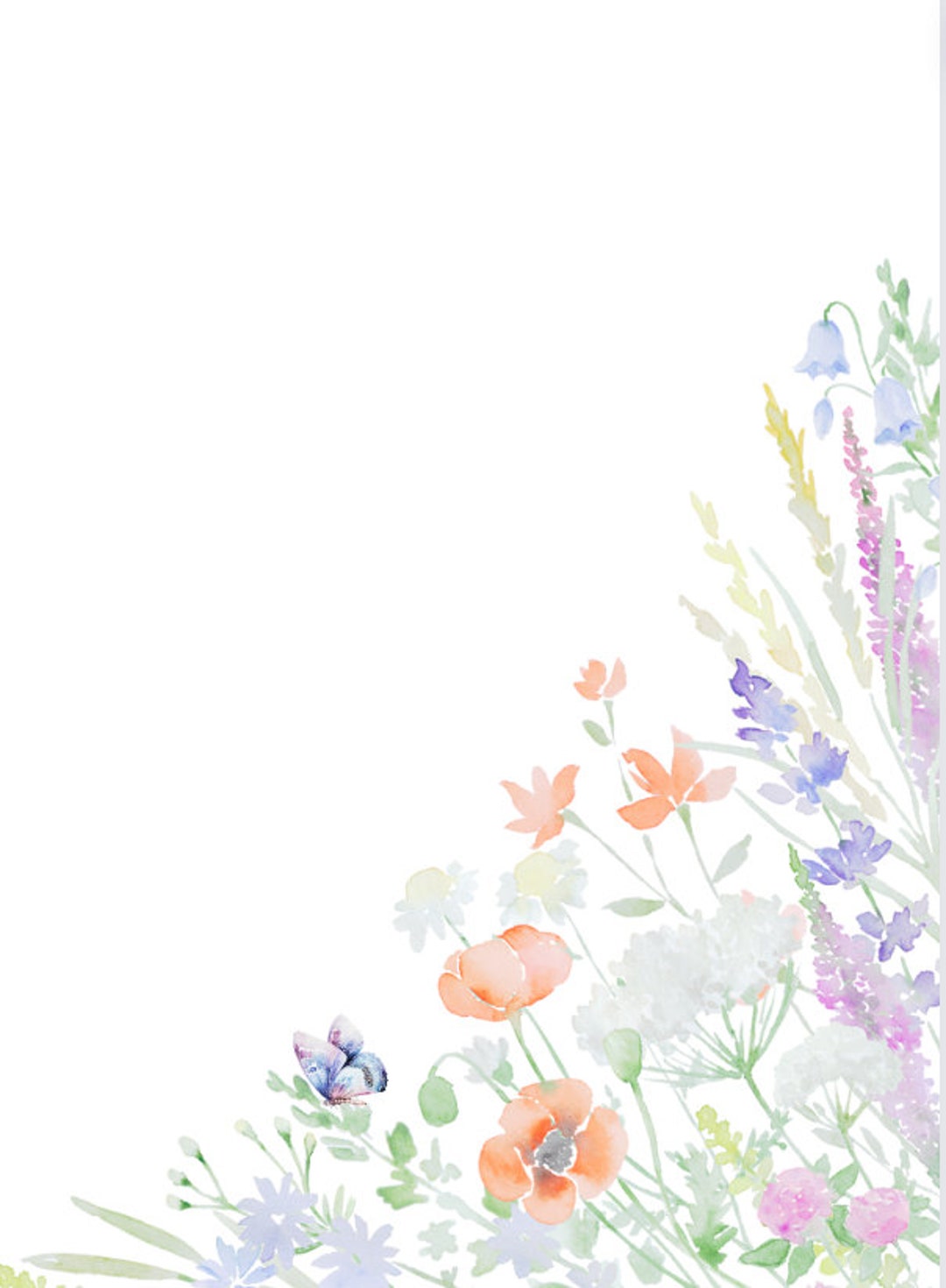 Wildflower Border PNG, Pdf, Instant Download, US Letter and A4 Sizes ...