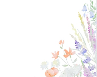 Pastel Wildflower Corner Border: Printable PNG, PDF (US Letter & A4)