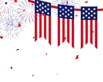 USA Flag Banner Border Printable: Patriotic Confetti (PNG, PDF)