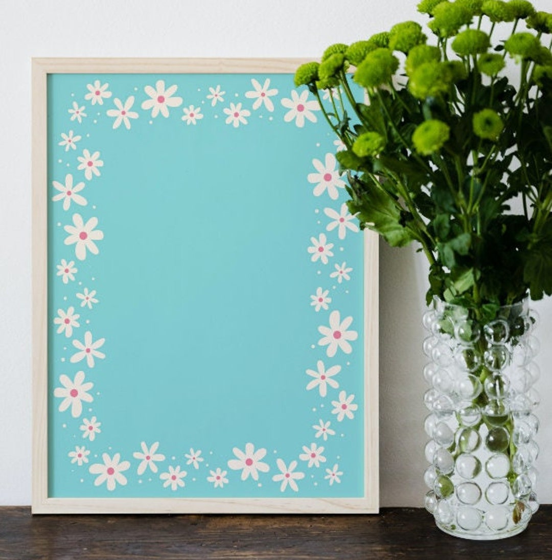 Daisy Border Printable Pdf and PNG White Flowers Instant Download, Gift ...