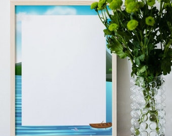 Island Border printable PNG and pdf instant download Summer border paper, rowboat stationery,  fun vacay stationery image, fun resort invite