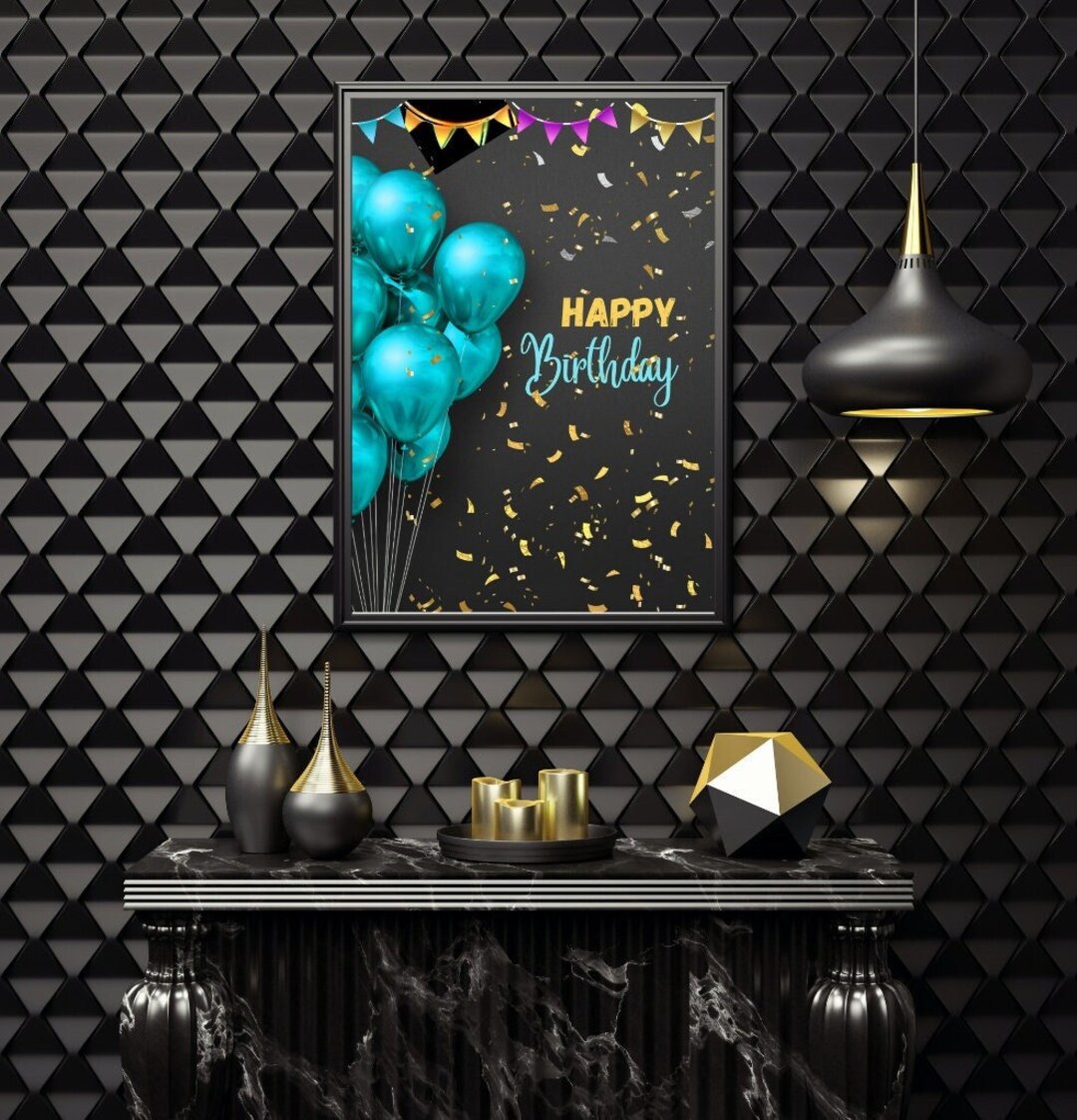 Birthday Printable Decor, Pdf, PNG for Wall, Office, Instant Download ...