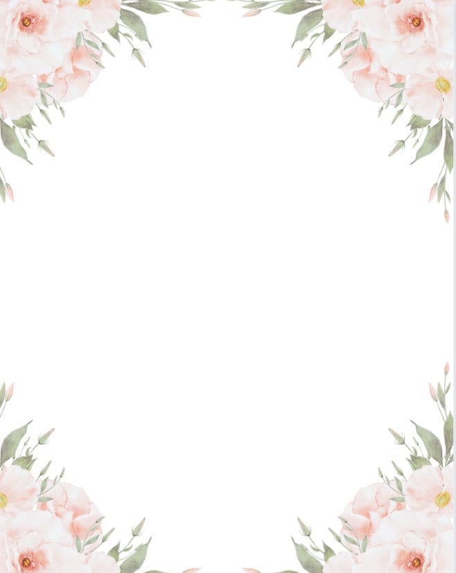 Floral Border Png, Pdf, US Letter and A4 Printable, Instant Download ...