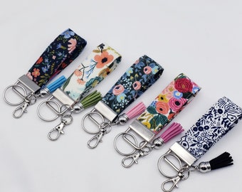 Mini Rifle Paper Co Fabric Key Wristlet, Key Fob, Keychain, Gift for Her, Floral Key Fob, Keychain Fob, Wrist Keychain, Fabric keychain