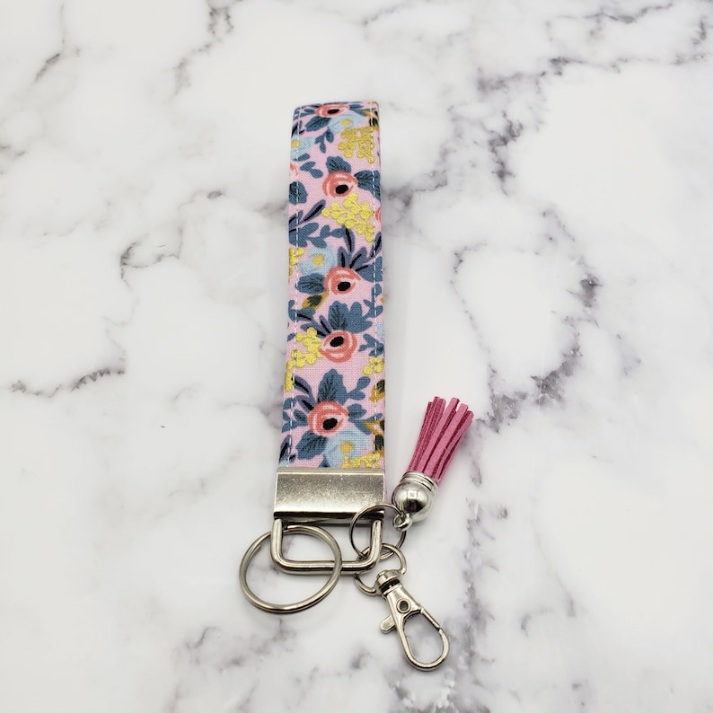 Rifle Paper Co Fabric Key Wristlet Keychain Wrist Keychain Gift for Her Keychain Fob Floral Key Fob Key Fob Fabric keychain