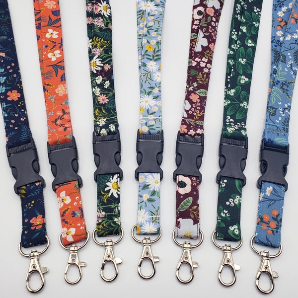 Rifle Paper Co Lanyards, Lanyard with release Buckle, Spring Lanyards, Lanyard for Keys, Floral Lanyard(Buckle)