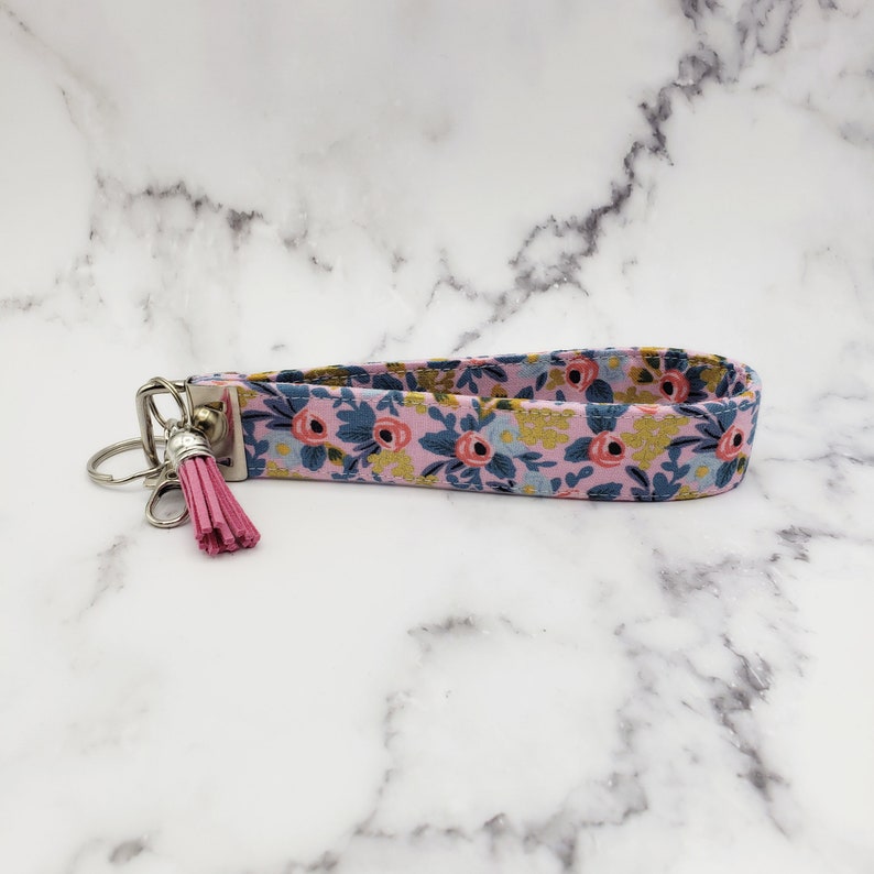 Rifle Paper Co Fabric Key Wristlet Keychain Wrist Keychain Gift for Her Keychain Fob Floral Key Fob Key Fob Fabric keychain