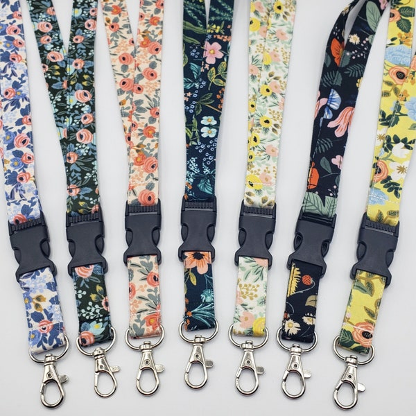 Rifle Paper Co Lanyards, Lanyard with release Buckle, Spring Lanyards, Lanyard for Keys, Floral Lanyard(Buckle)