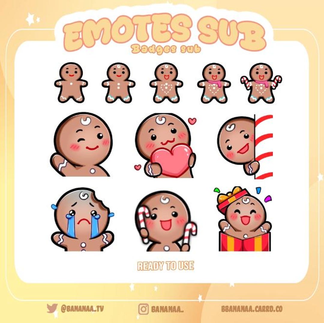 Emotes and Badges Stream - Gingerbread Man - Christmas - P2u - Etsy