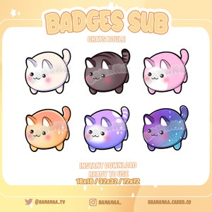 Pack 6 Sub Badges - Cat Balls - Sizes 18px/36px/72px