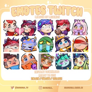 Giga Pack EMOTES League of Legends - 15 emotes - 15 characters - 3 tailles
