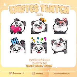 Pack Emotes - Panda - P2U Twitch Discord - 6 emotes subs