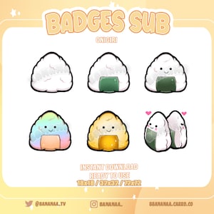 6 Onigiri badges - cute rice ball - evolutionary - 3 sizes