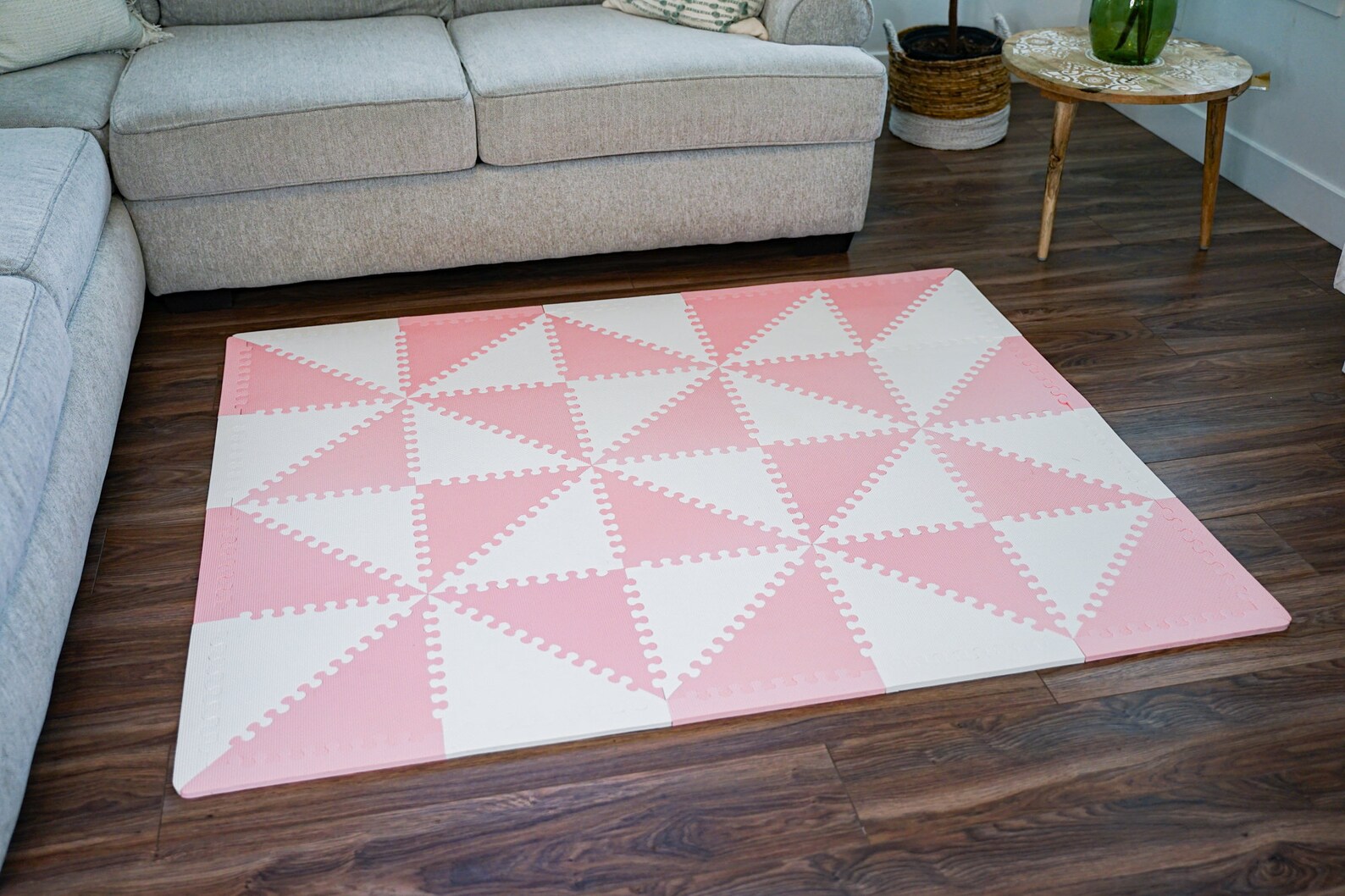 Baby Foam Play Mat Interlocking Foam Floor Tiles Pink/Cream Etsy