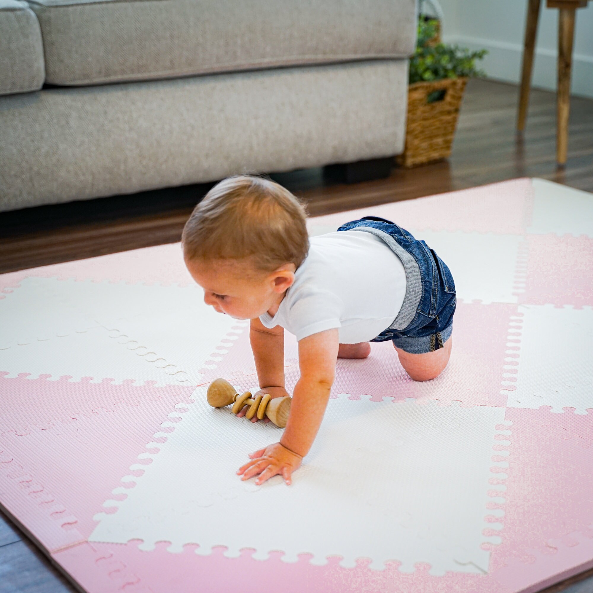 Baby Foam Play Mat Interlocking Foam Floor Tiles Pink/Cream Etsy