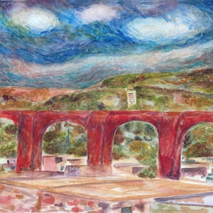 Print - &quot;Aqueduct of Querétaro, Mexico&quot; - Watercolor