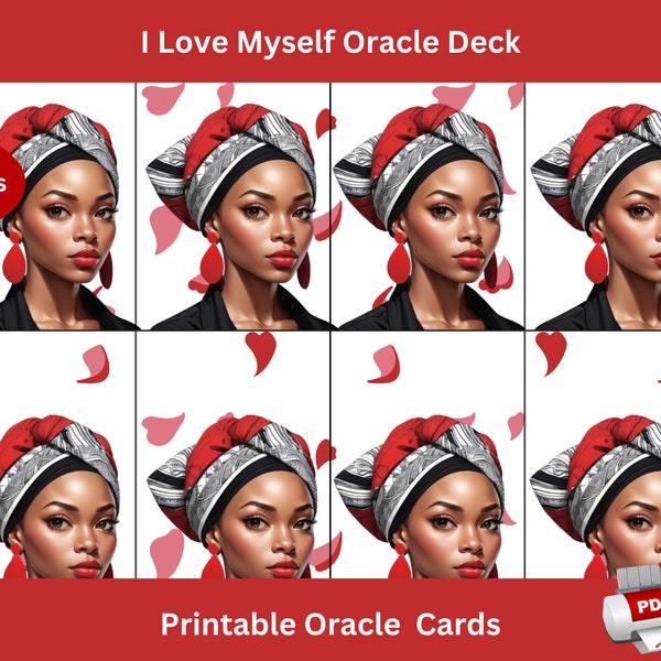 I Love Myself Oracle Deck, Oracle Cards, Handmade Oracle Cards, Positive Affirmations, Printable Cards, Instant Download