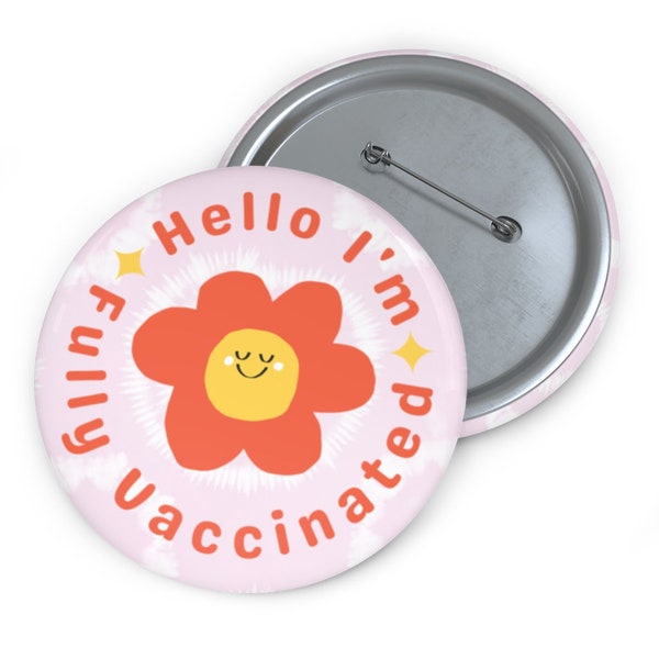 Vaccinated Pin - Vaccine Pin - Smiley Face Pin - Y2K Pin - Cute Pin - Flower Pin