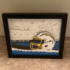 LA Chargers inspired lighted shadow box football fan NFL fan, sports fan gift, gift idea for men, man cave decor