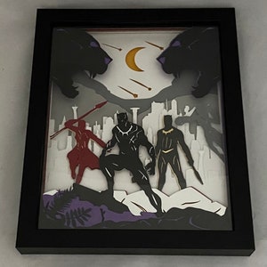 Black Panther 3D inspired lighted Shadow box