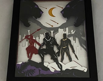 Black Panther 3D inspired lighted Shadow box
