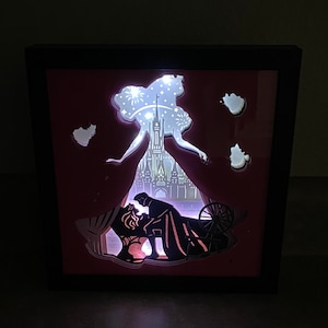 Sleeping Beauty inspired 3D lighted Shadow Box Disney princesses 8x8