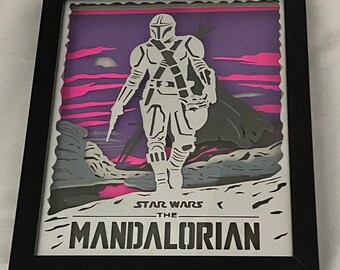 Mandalorian 3 inspired 3D lighted shadow box