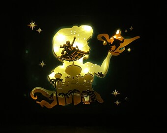 Disney Aladdin Jasmine inspired 3D lighted Shadow Box