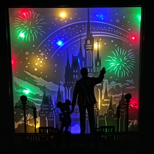 Walt Disney and Mickey Inspired light up Shadow Box