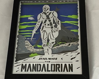 Mandalorian 2 inspired 3D lighted shadow box