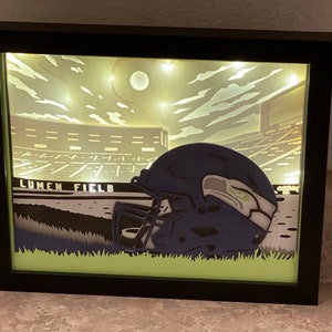 Seattle Seahawks inspired lighted shadow box