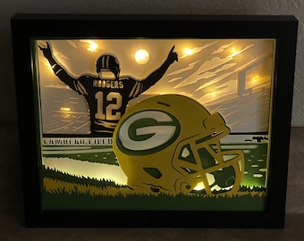 Green Bay Packers inspired lighted shadow box