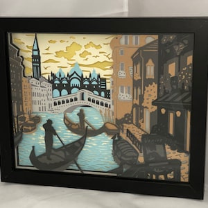 Venice, Italy inspired lighted 3D shadow box