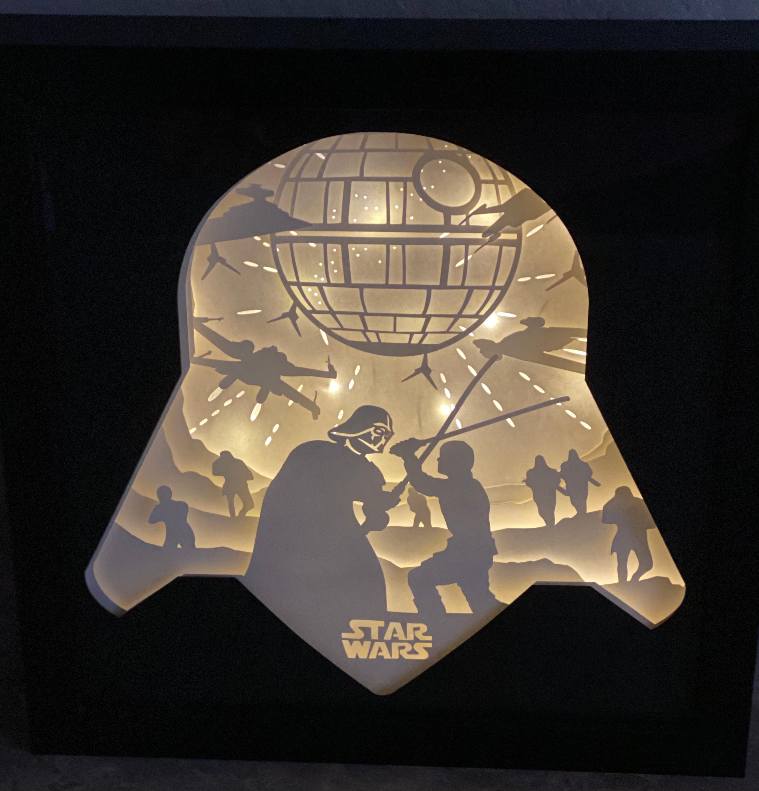 Star Wars Darth Vader Inspired Lighted Shadow Box Etsy