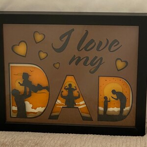 Father&#39;s Day gift &quot;I love my dad&quot; 3D lighted Shadow Box