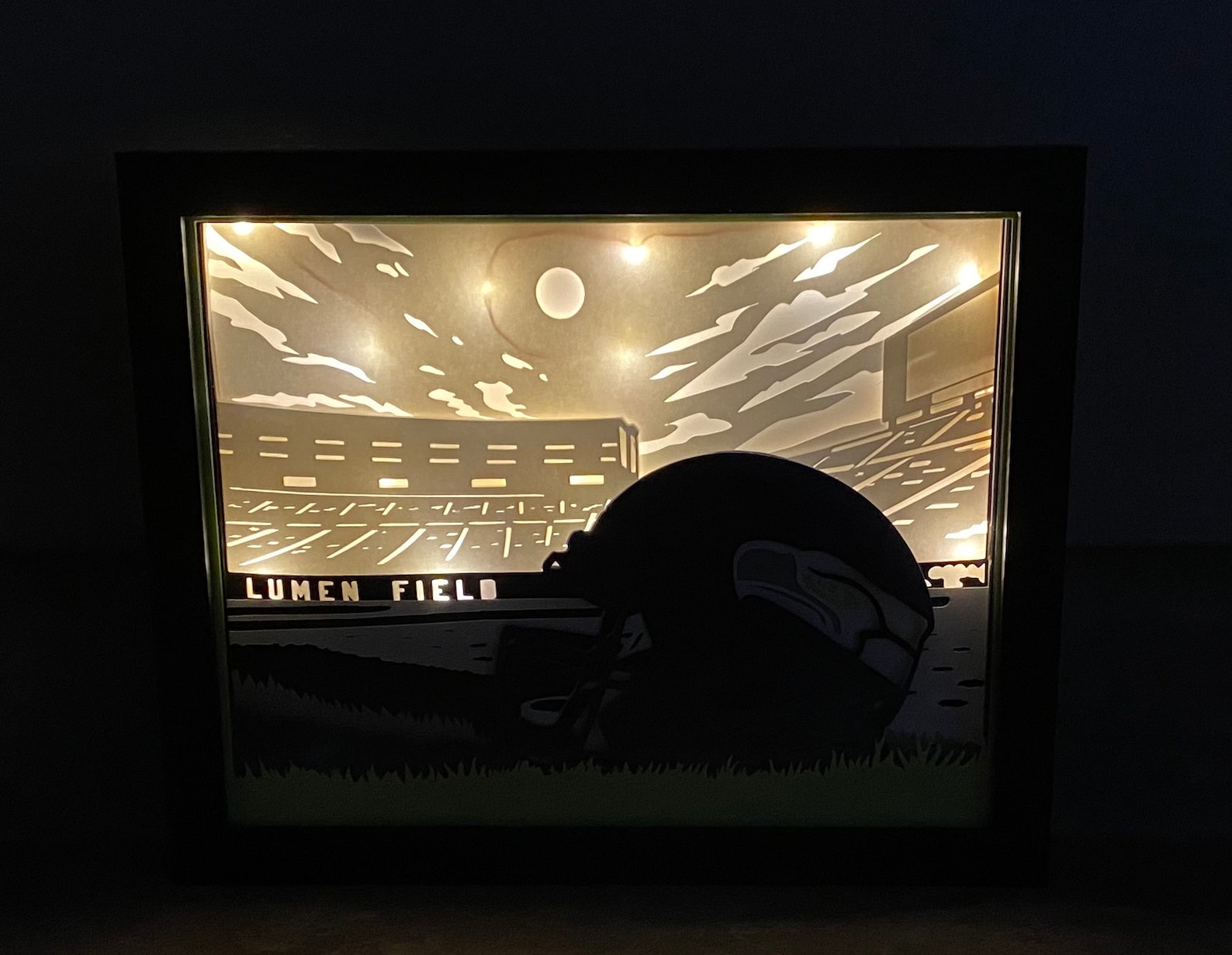 Seattle Seahawks inspired lighted shadow box Etsy