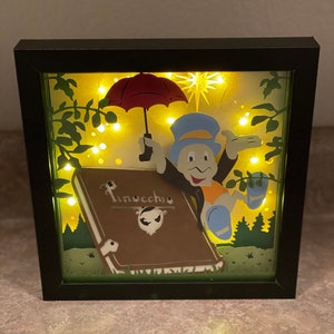 Jiminy Cricket/Pinocchio  Inspired lighted shadow box