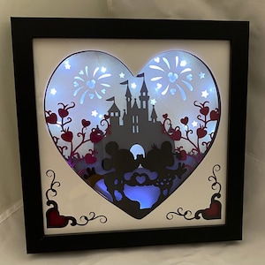 Disney Mickey and Minnie 3d Shadow box with lights