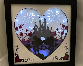 Disney Mickey and Minnie 3d Shadow box with lights