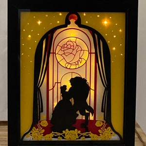 Beauty and the Beast inspired lighted shadowbox
