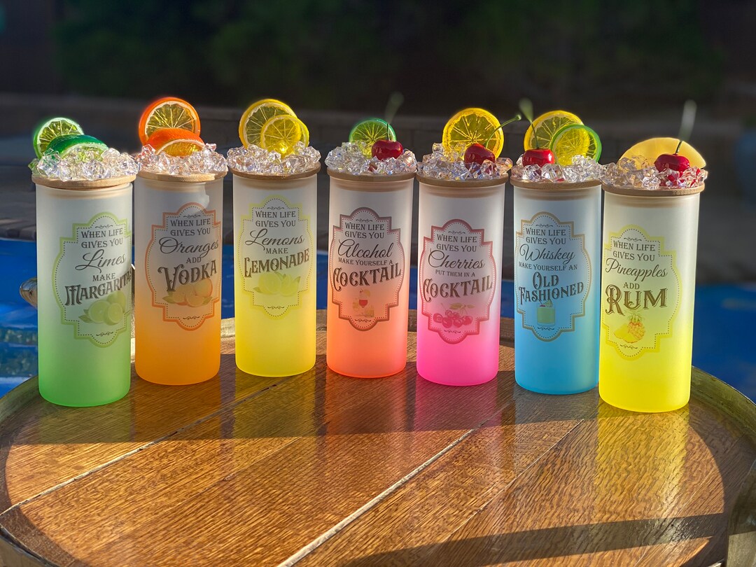 18oz Glass Can Tumbler With or Without Fruit Topper Tumbler With 3D